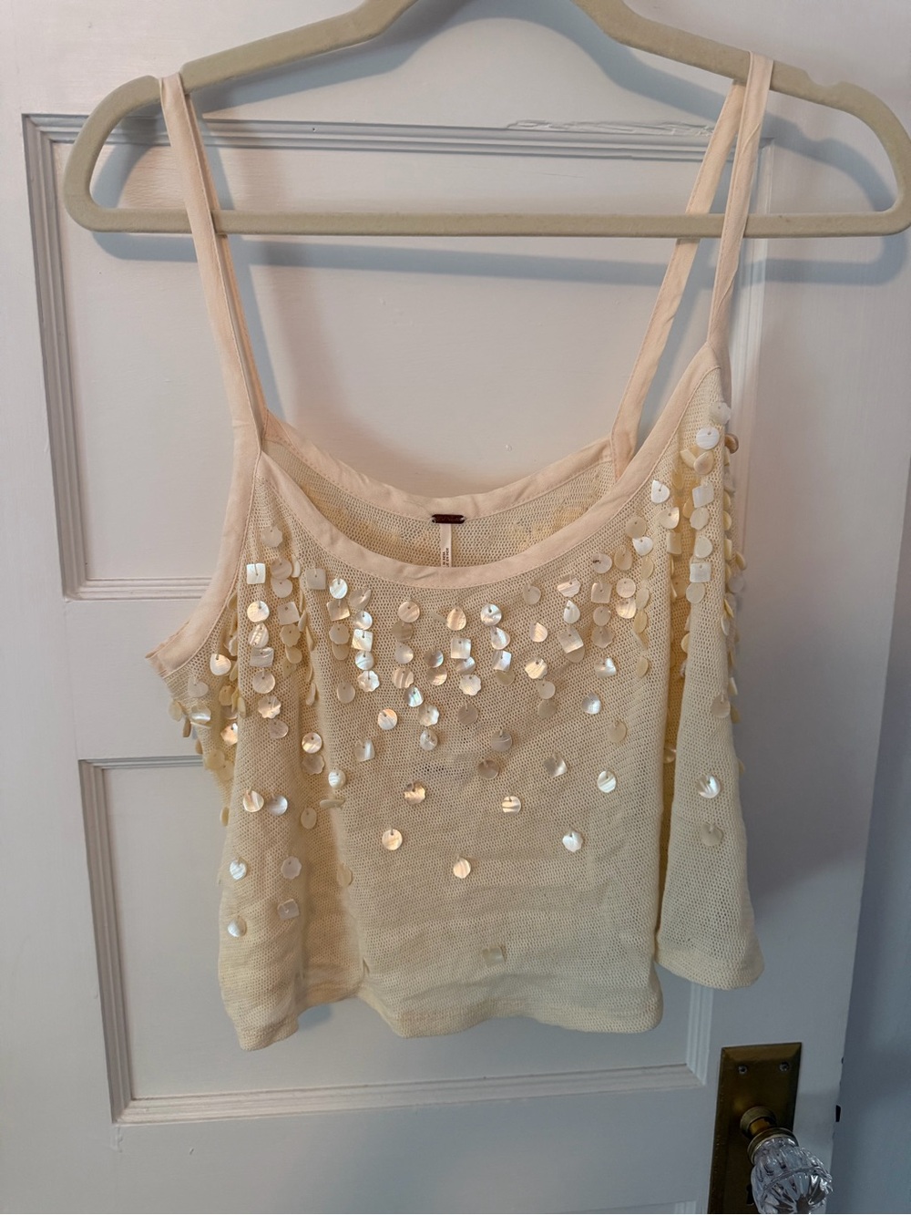 Free People Beige shell Spaghetti Strap Tank Top